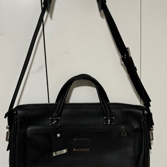 Tumi Astor Regis Black Slim Leather Briefcase Messenger Laptop Bag - 93211D - Picture 5 of 14